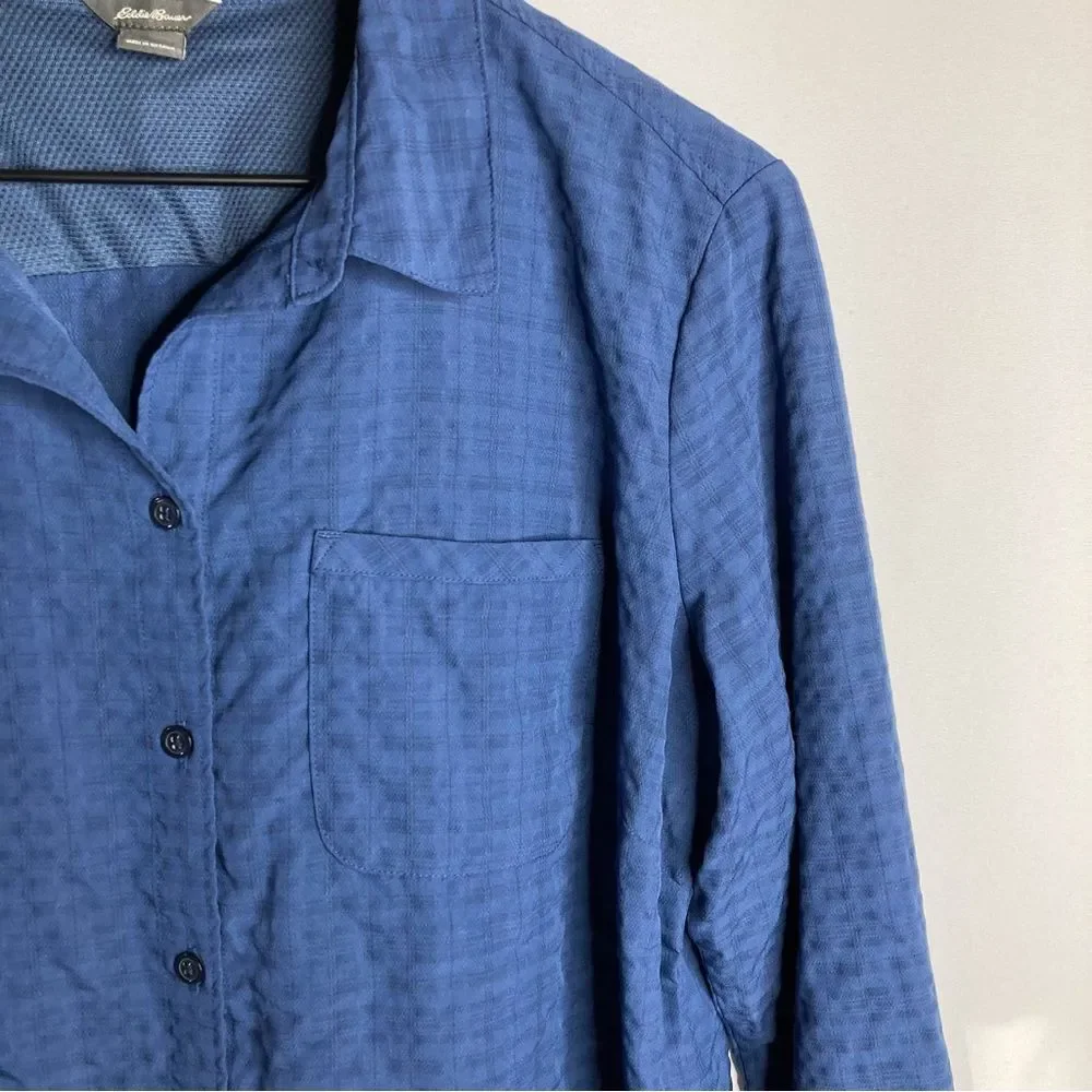 Eddie Bauer Blue Button Up Outdoors Top Size Large Women's